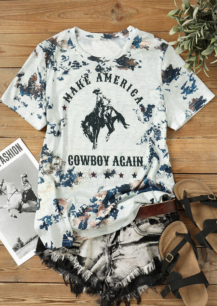 

T-shirts Tees Make America Cowboy Again O-Neck T-Shirt Tee in Multicolor. Size: ,XL