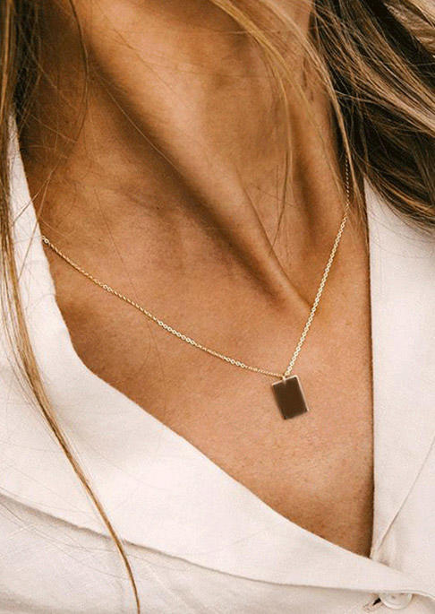 

Necklaces Rectangle Alloy Pendant Necklace in Gold. Size