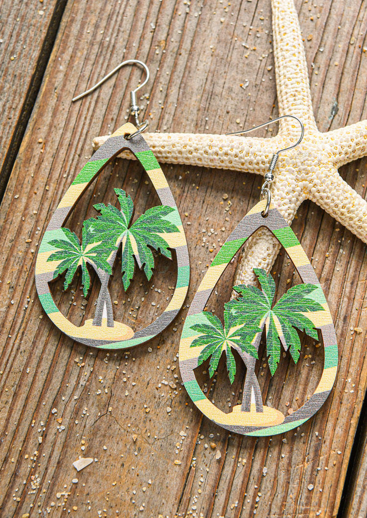 

Earrings Coconut Tree Hollow Out Water Drop Earrings in Multicolor. Size