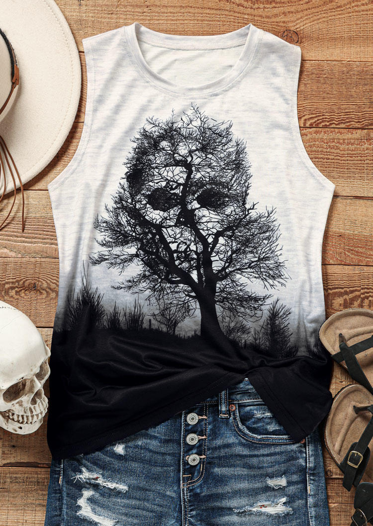 

Tank Tops Abstract Tree Skull O-Neck Tank Top in Multicolor. Size