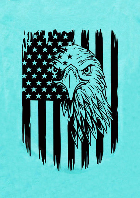 American Flag Eagle Racerback Tank - Cyan