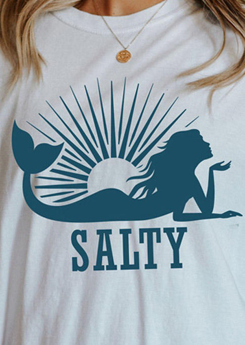 

T-shirts Tees Salty Mermaid O-Neck T-Shirt Tee in White. Size: L,M,,XL