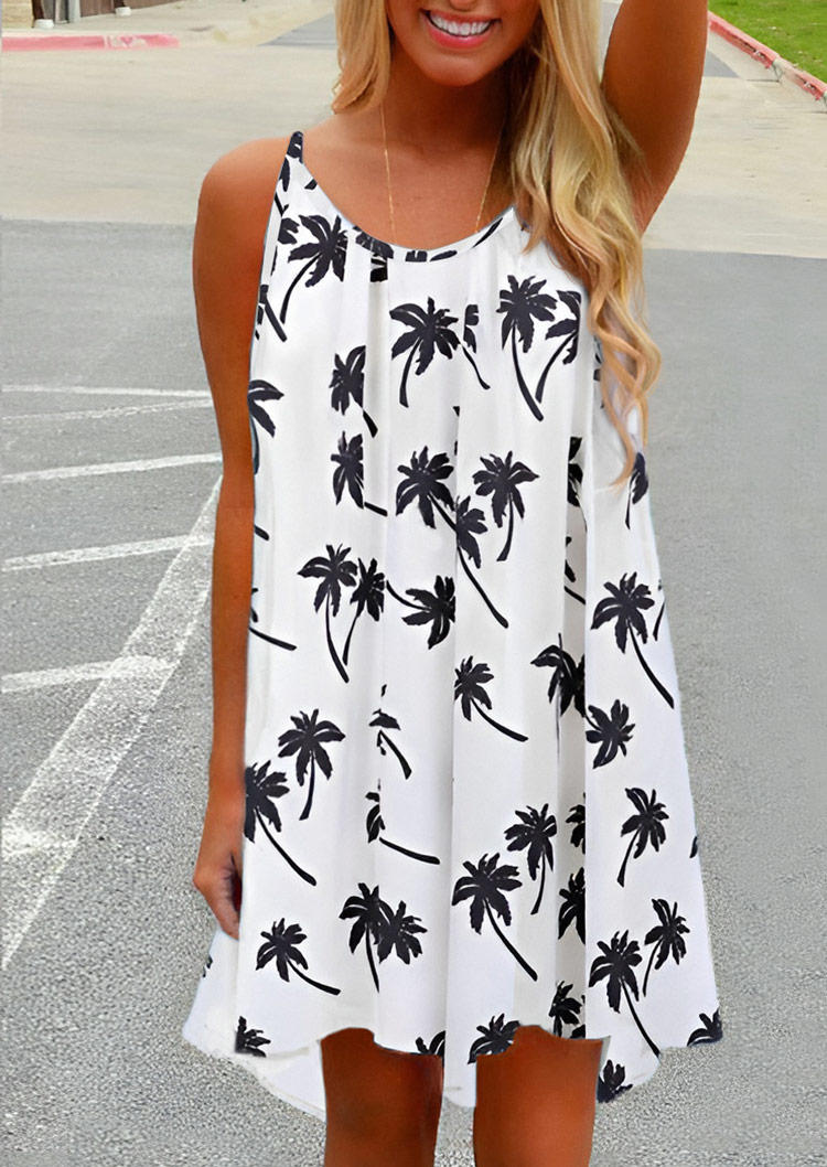

Mini Dresses Coconut Tree Criss-Cross O-Neck Mini Dress in White. Size