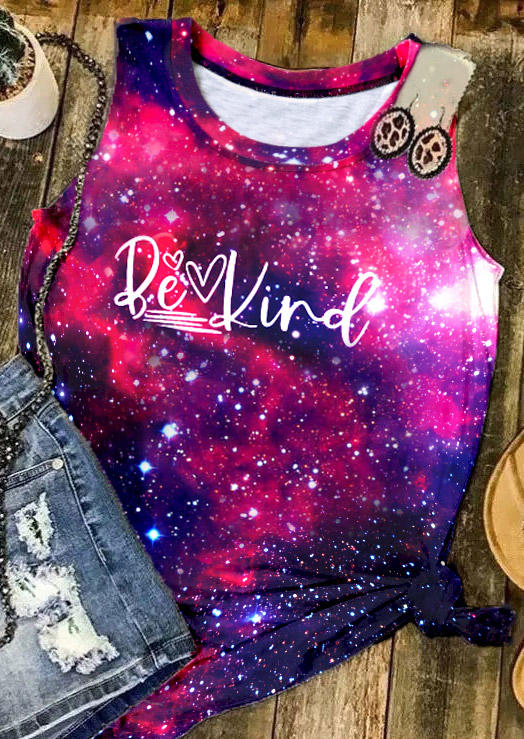 

Tank Tops Be Kind Heart O-Neck Tank Top in Multicolor. Size