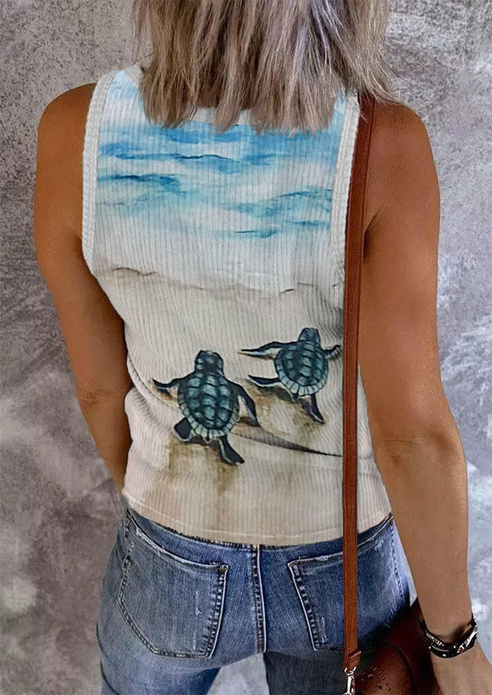 

Tank Tops Sea Turtle Beach Snap Button Tank Top in Multicolor. Size