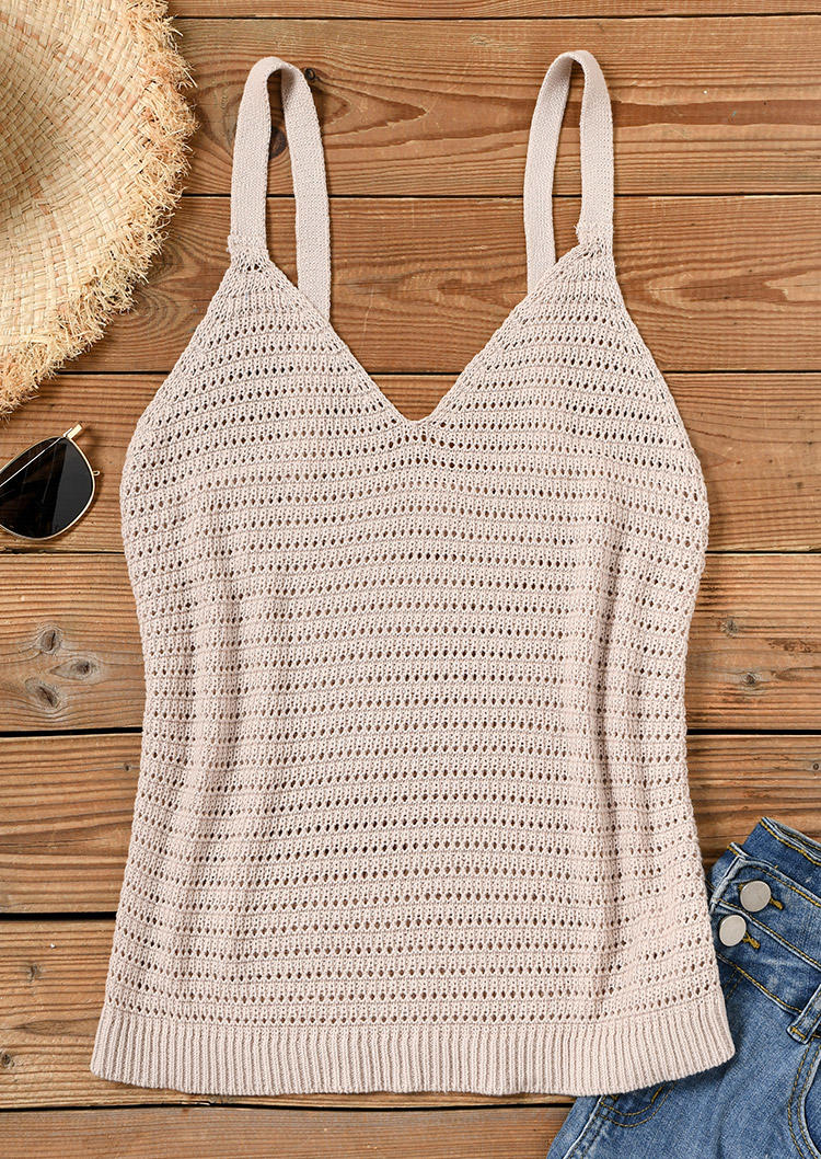 Knitted V-Neck Camisole - Apricot