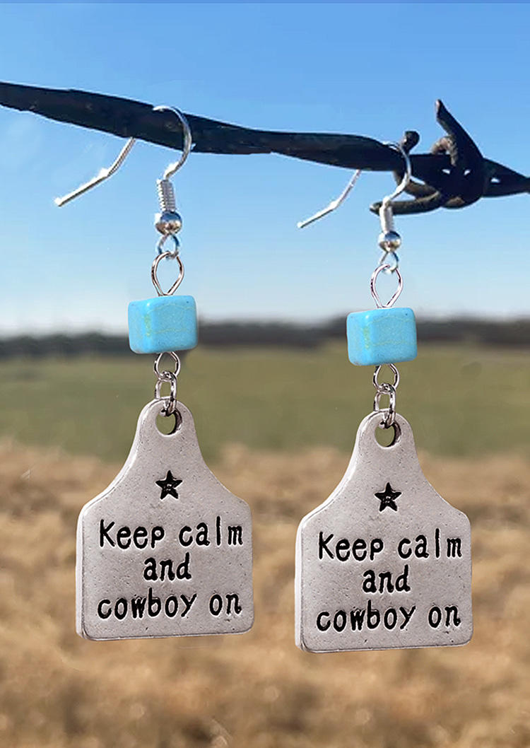 

Earrings Keep Calm And Cowboy On Turquoise Earrings in Multicolor. Size