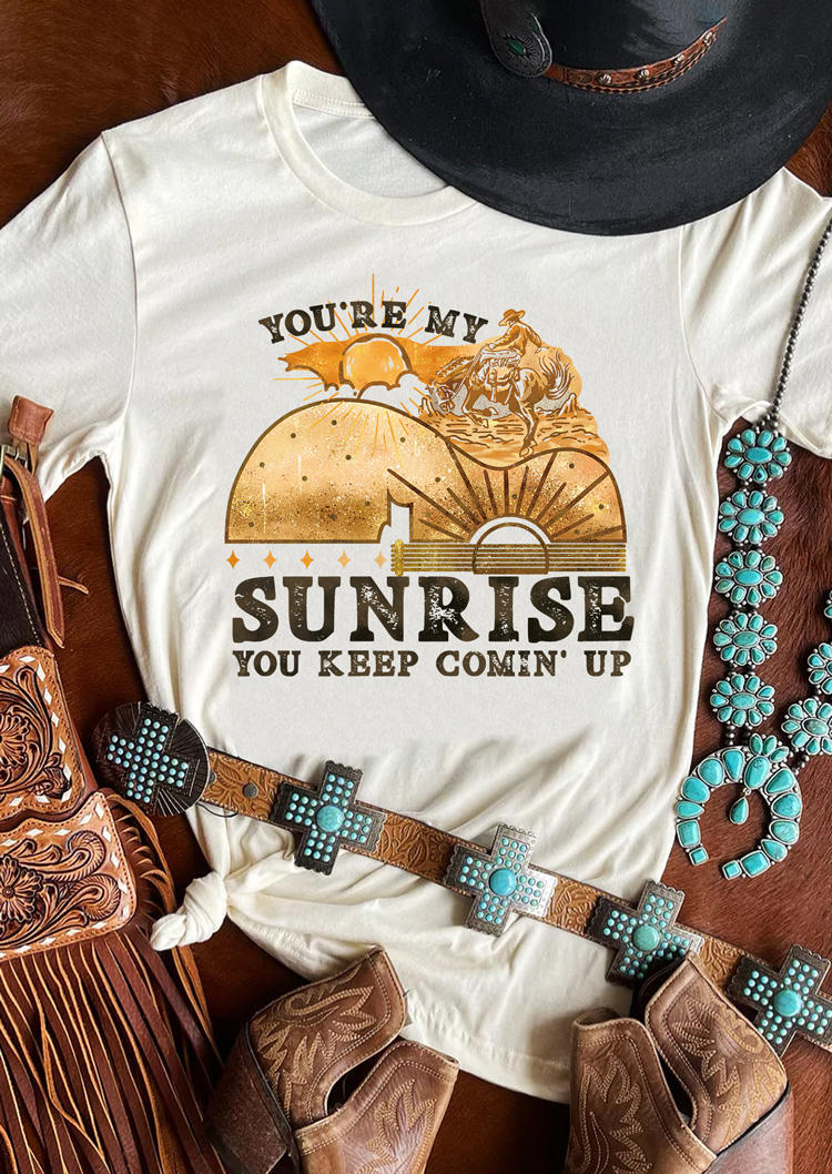 

T-shirts Tees You're My Sunrise You Keep Comin' Up T-Shirt Tee in White. Size: L