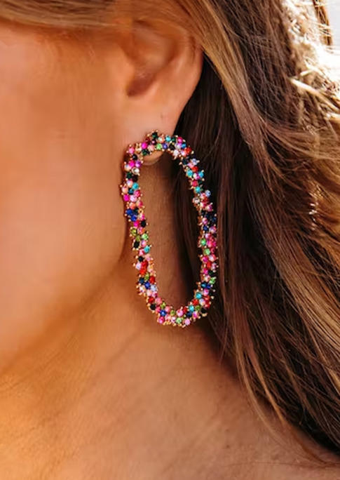

Earrings Rhinestone Geometric Alloy Earrings in Multicolor. Size