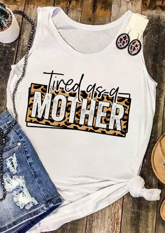 

Tank Tops Tired As A Mother Leopard O-Neck Tank Top in White. Size: L,M,,XL