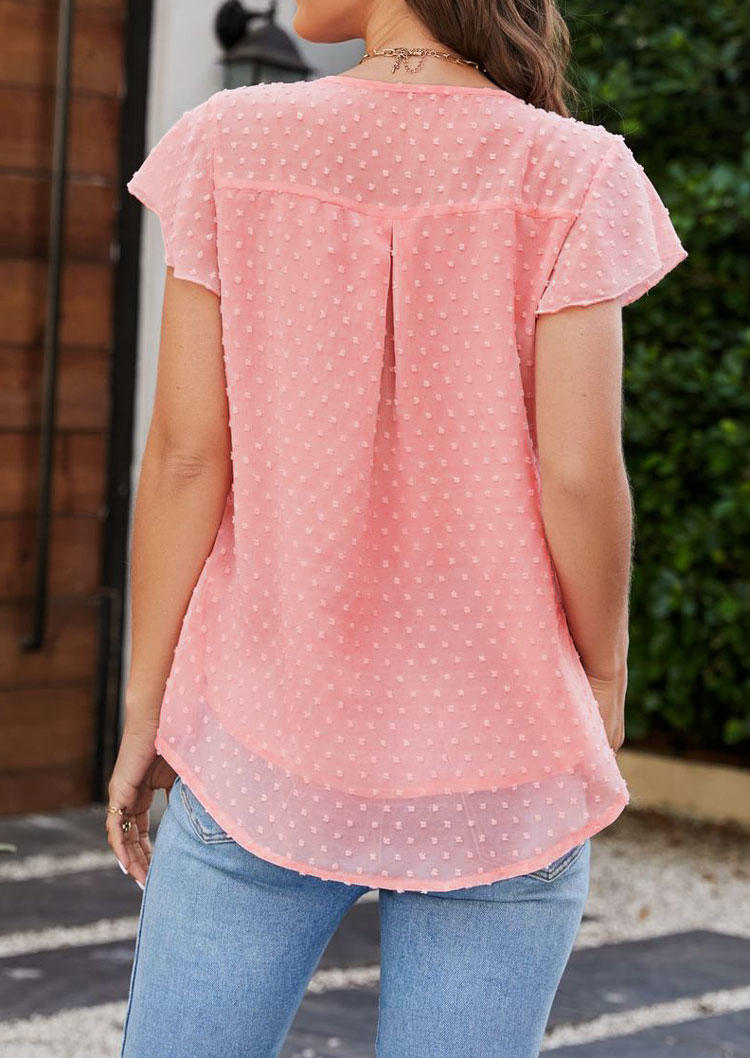 

Blouses Dotted Swiss Ruffled Blouse in Pink. Size: M