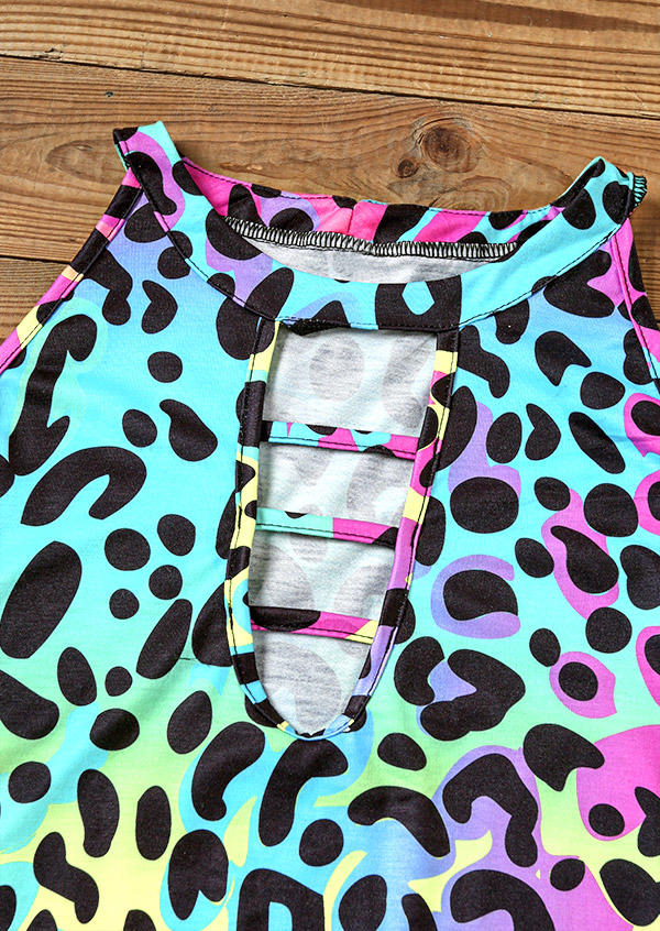 Leopard Hollow Out Tank