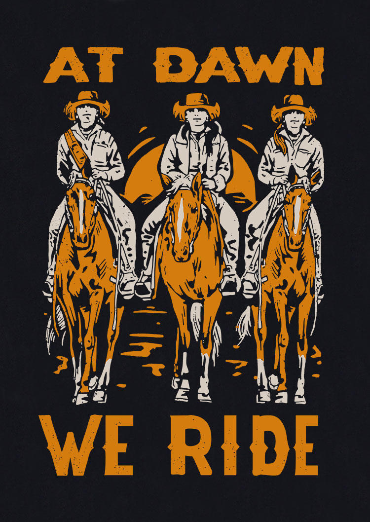 At Dawn We Ride Horse Racerback Tank - Black