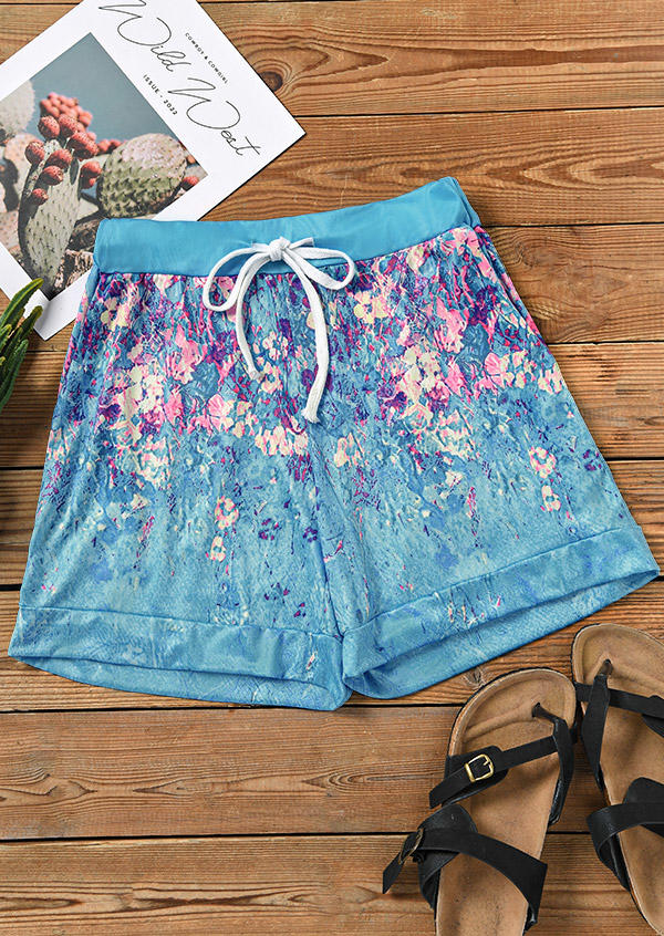 

Shorts Floral Pocket Drawstring Shorts in Multicolor. Size