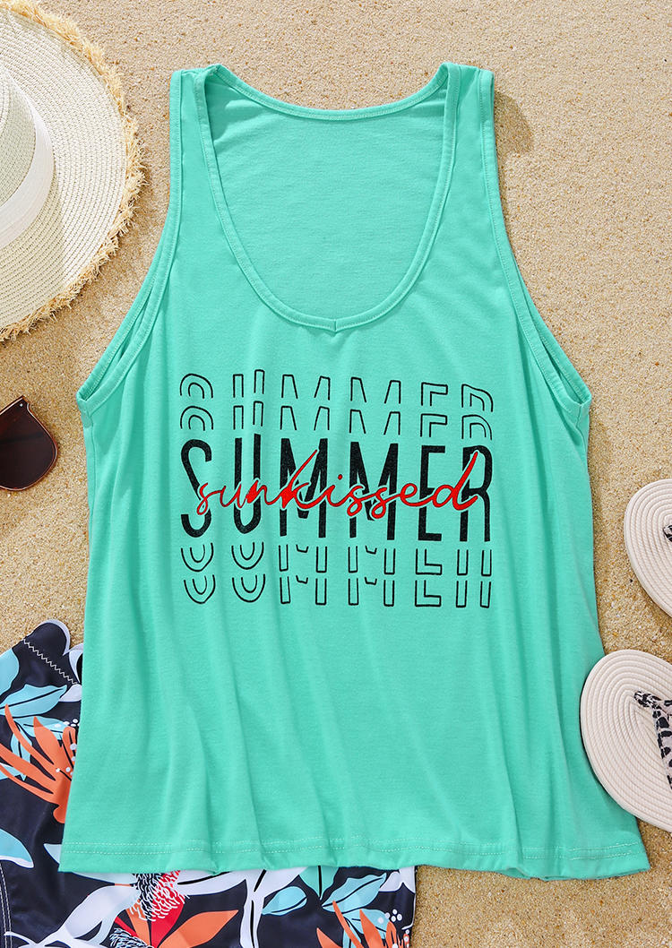 

Tank Tops Summer Sunkissed Loose V-Neck Tank Top - Lake Blue in Blue. Size: L,M,,XL