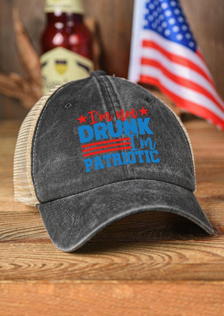 

Hats I'm Not Drunk I'm Patriotic Mesh Baseball Cap in Black. Size