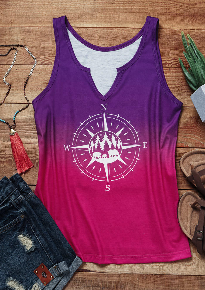 

Tank Tops Gradient Compass Notched Neck Tank Top in Multicolor. Size