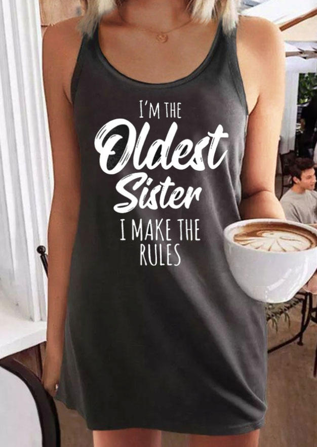 I'm The Oldest Sister I Make The Rules Mini Dress - Dark Grey