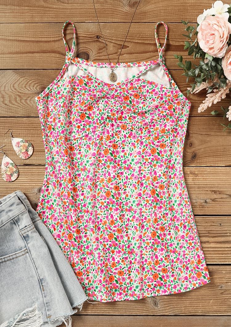 

Tank Tops Ditsy Floral Hollow Out Camisole in Multicolor. Size: ,XL