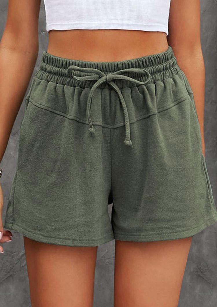 

Shorts Drawstring Pocket Casual Shorts - Army Green in Green. Size