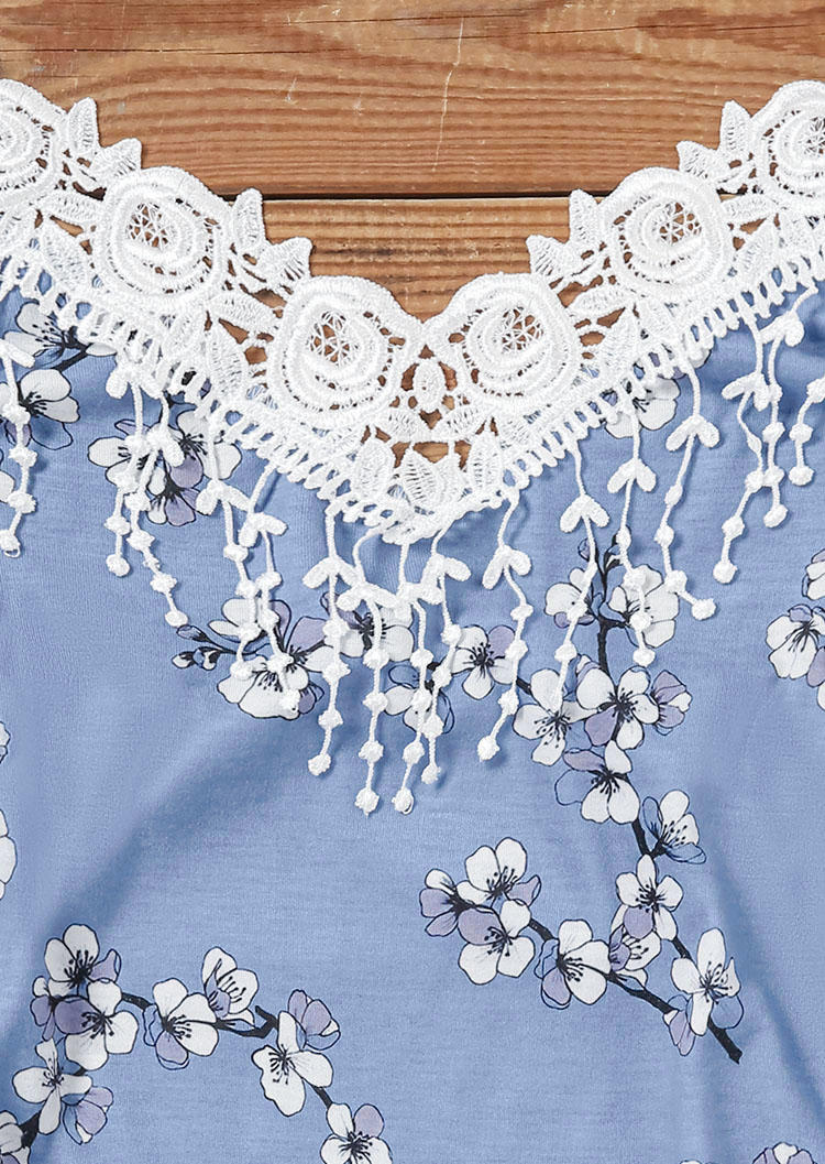 Floral Lace Splicing Camisole - White