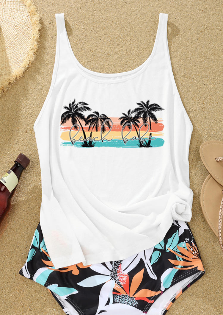 

Tank Tops Beach Babe Coconut Tree Tank Top in White. Size