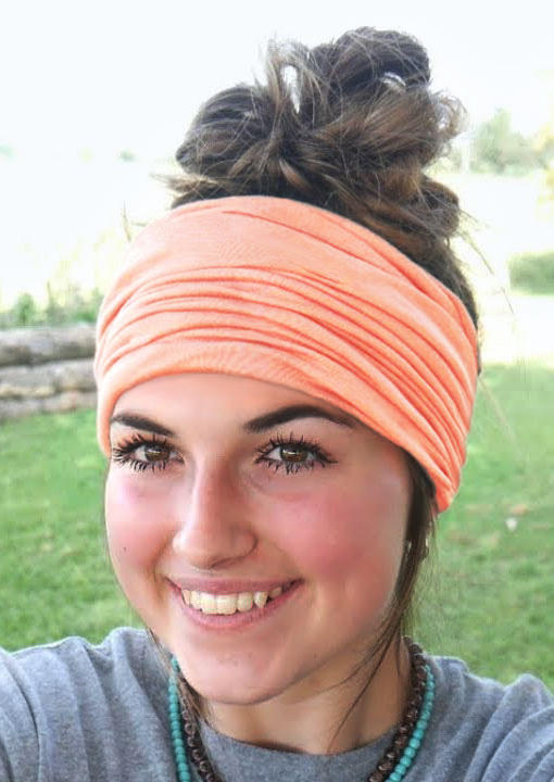 

Elastic Sports Wide Headband in Orange. Size