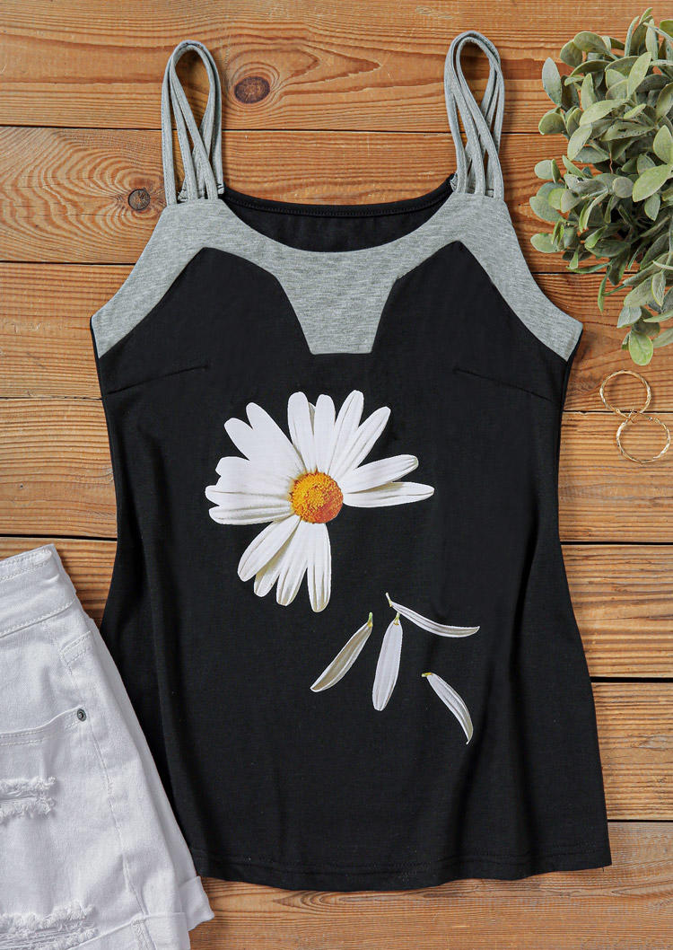 

Tank Tops Daisy Fake Two-Piece Camisole in Black. Size: L,M