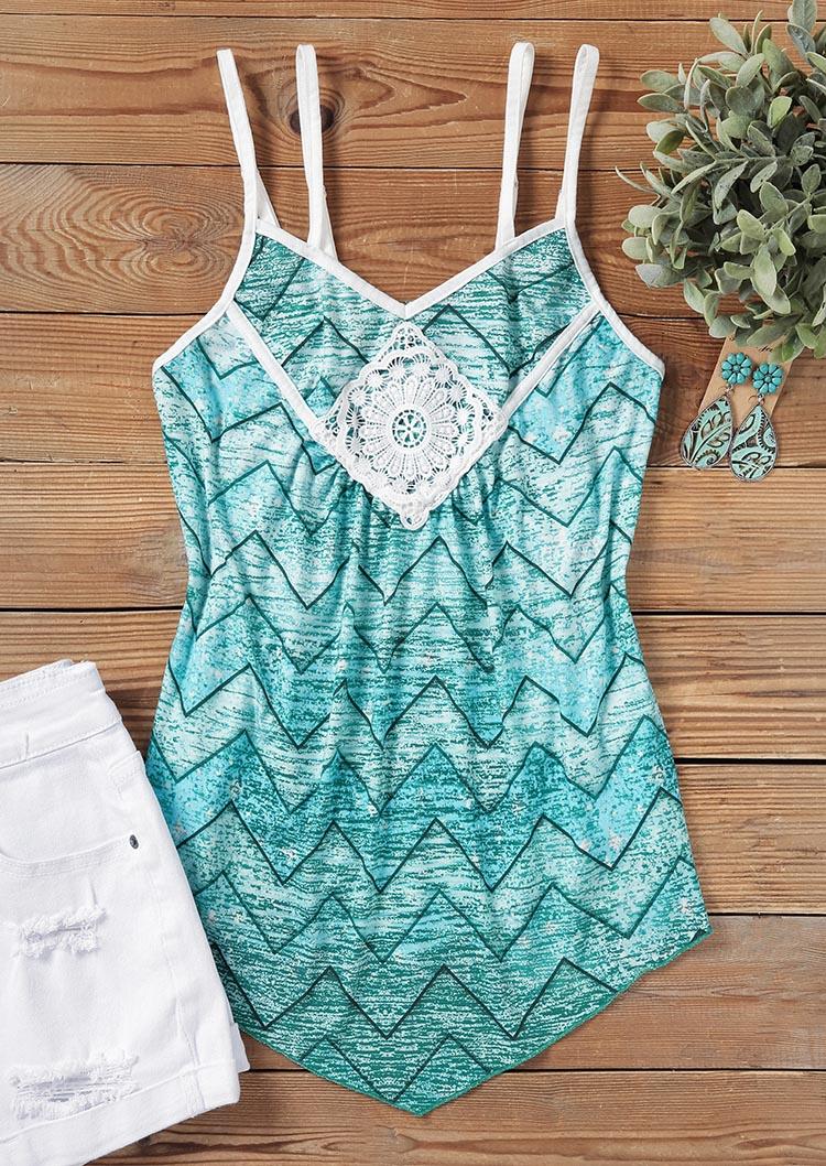 

Tank Tops Zigzag Lace Splicing Camisole - Lake Blue in Blue. Size