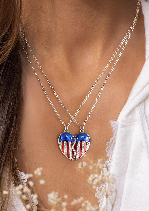 

Necklaces American Flag Rhinestone Pendant Necklace in Multicolor. Size