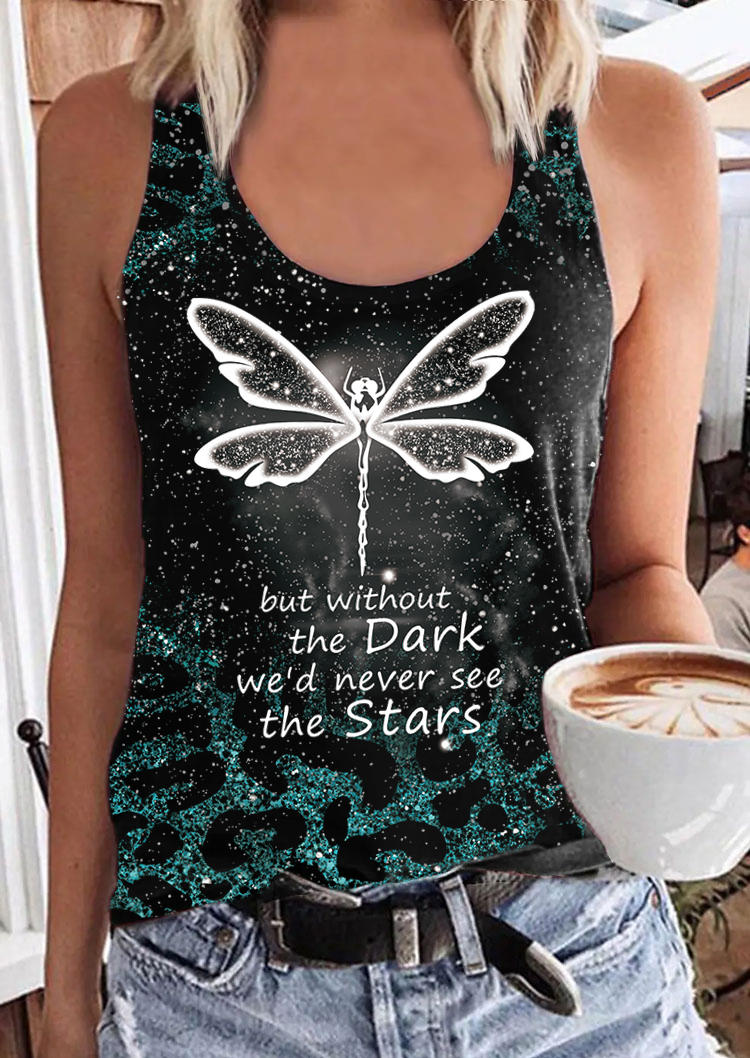 

Tank Tops But Without The Dark We'd Never See The Stars Dragonfly Leopard Tank Top in Multicolor. Size: M