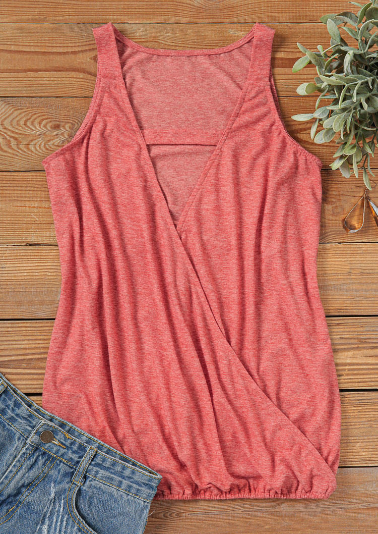 

Tank Tops Hollow Out Wrap Sleeveless Camisole - Brick Red in Red. Size