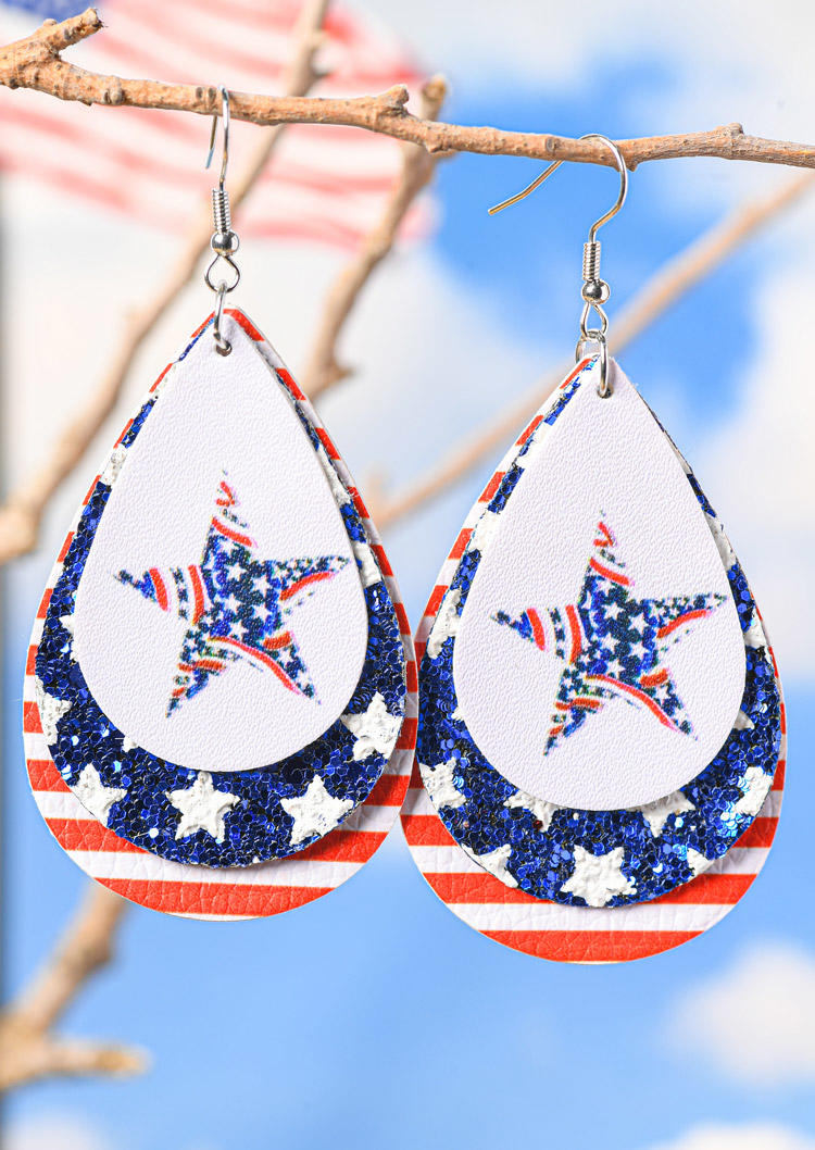 

Earrings American Flag Multi-Layered Water Drop Earrings in Multicolor. Size