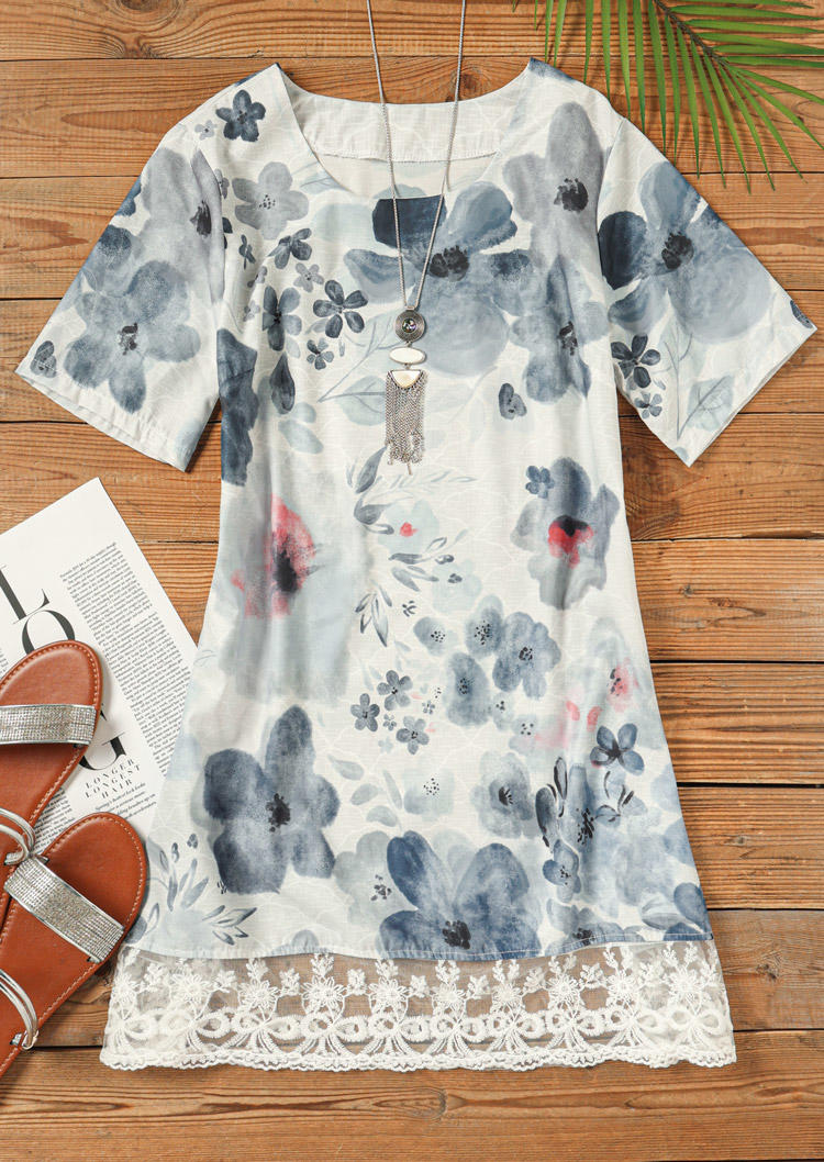 

Mini Dresses Splash Ink Floral Lace Mini Dress in Multicolor. Size: L