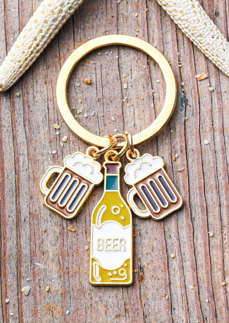

Keychains Beer Mug Wine Bottle Keychain in Multicolor. Size