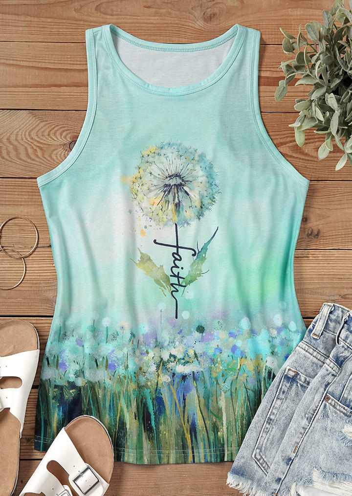 

Tank Tops Faith Dandelion O-Neck Tank Top in Multicolor. Size: L,M