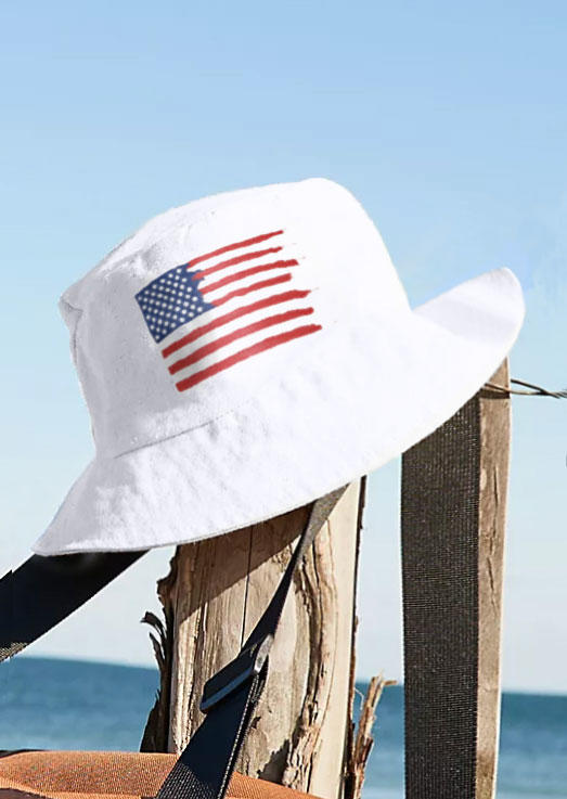 

Hats American Flag Sun Visor Fisherman Hat in White. Size