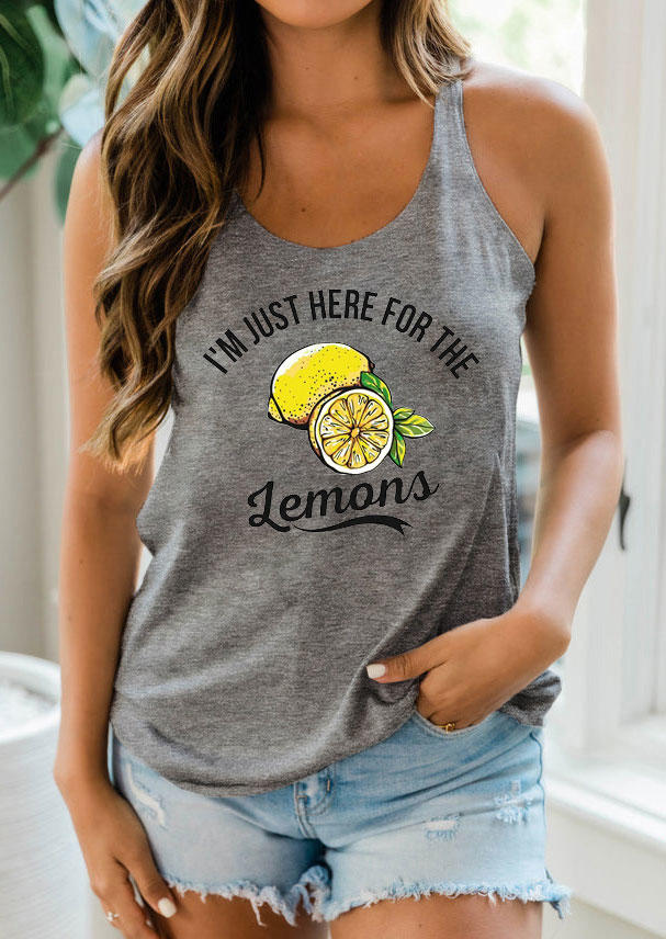 

Tank Tops I'm Just Here For The Lemons Tank Top in Gray. Size: L,M,,XL