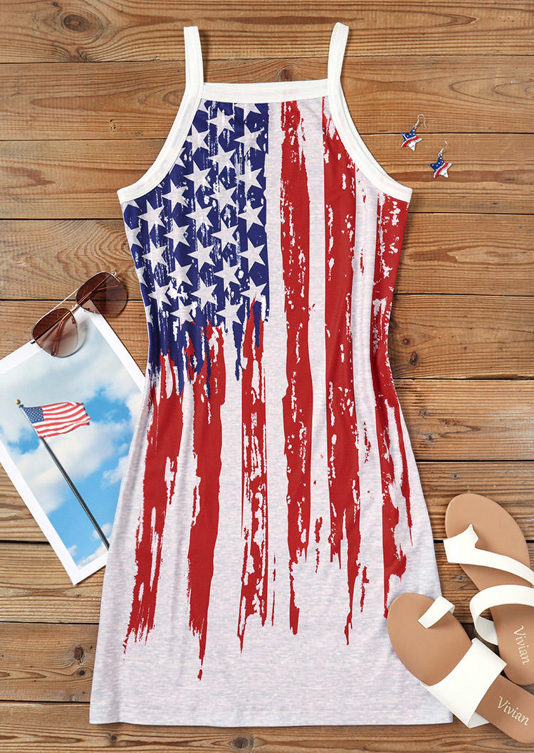 

Mini Dresses American Flag Sleeveless Mini Dress in Multicolor. Size: ,XL