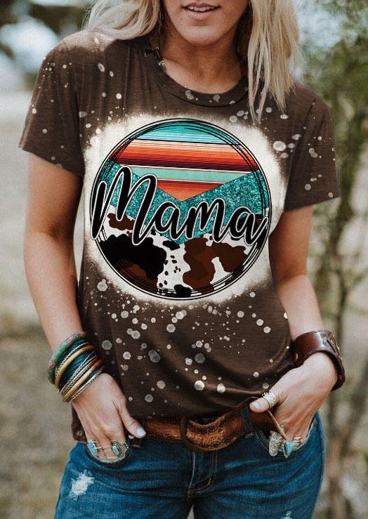 

T-shirts Tees Mama Glitter Striped Dot T-Shirt Tee in Brown. Size
