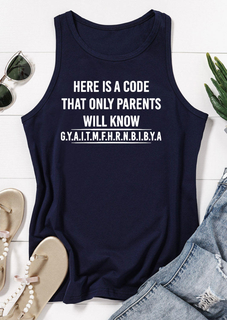 

Tank Tops Here Is A Code That Only Parents Will Know Tank Top - Navy Blue in Blue. Size