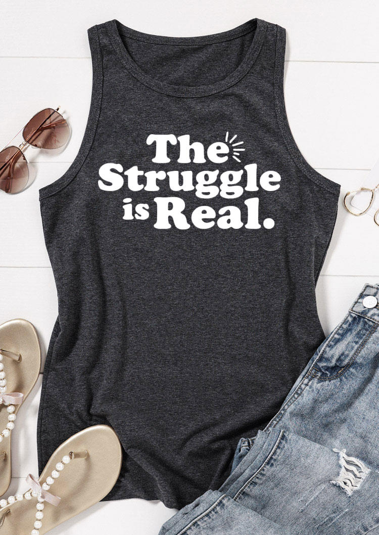 

Tank Tops The Struggle Is Real Racerback Tank Top - Dark Grey in Gray. Size
