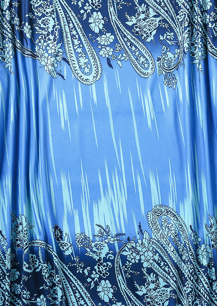 Gradient Paisley Ethnic Mini Dress - Blue