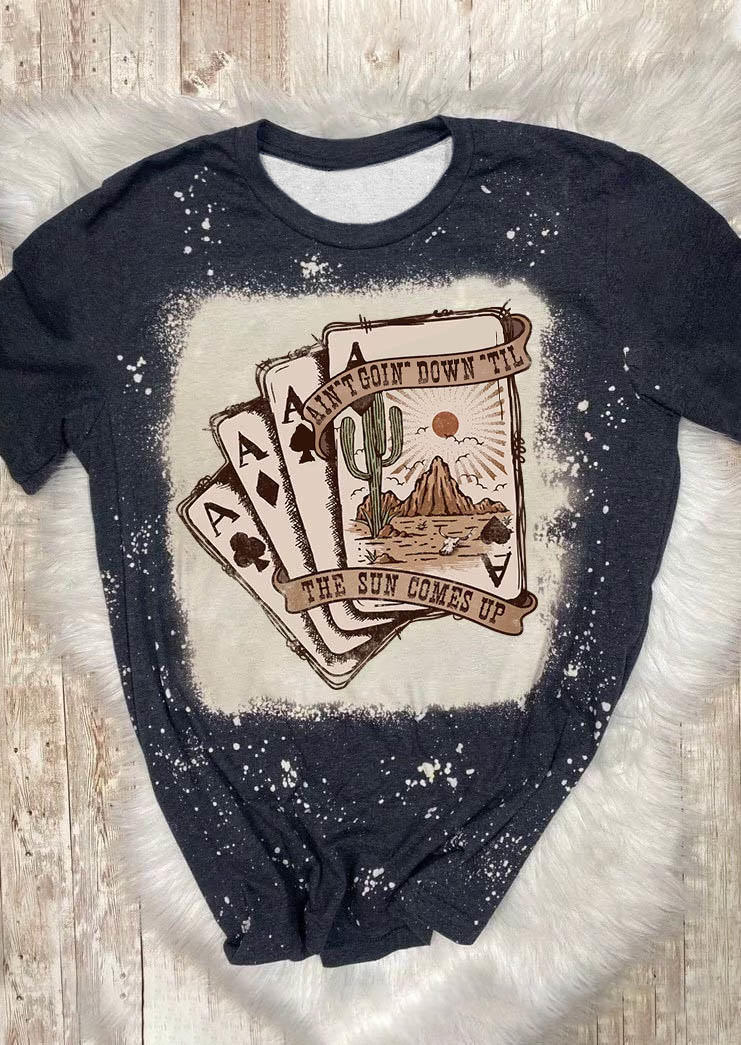 

T-shirts Tees Ain't Goin' Down 'Til The Sun Comes Up Bleached T-Shirt Tee - Dark Grey in Gray. Size
