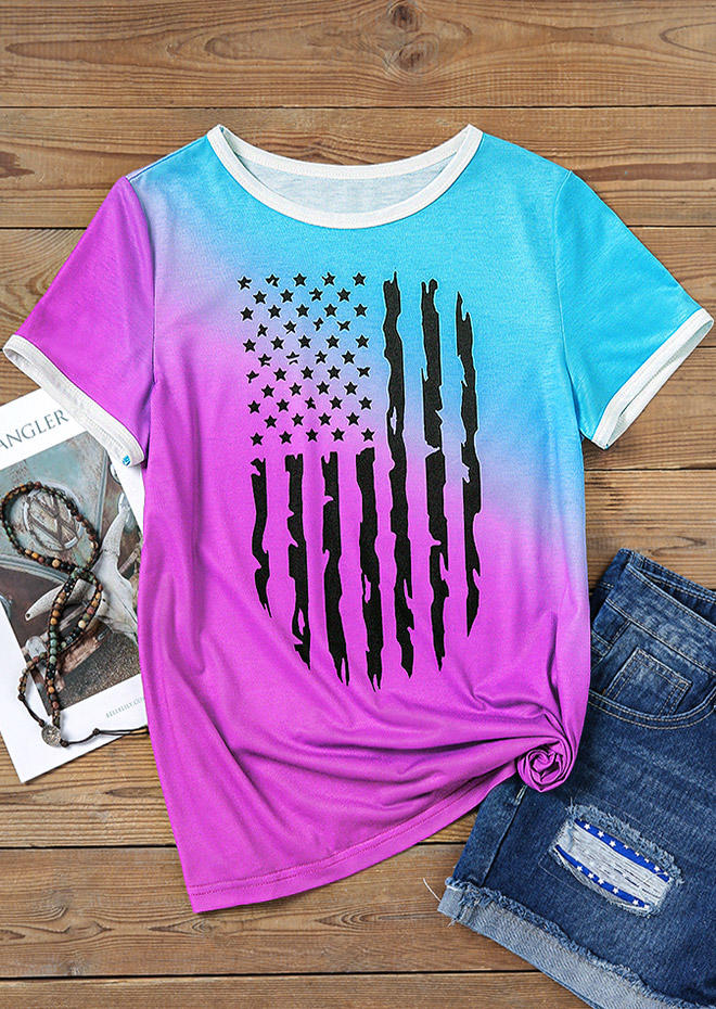 

T-shirts Tees American Flag Gradient T-Shirt Tee in Multicolor. Size: L