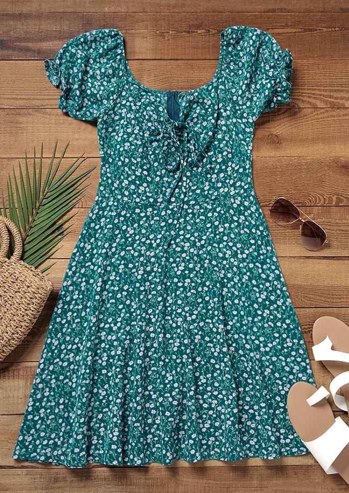 

Mini Dresses Ditsy Floral Ruffled Puff Sleeve Mini Dress in Green. Size: ,XL