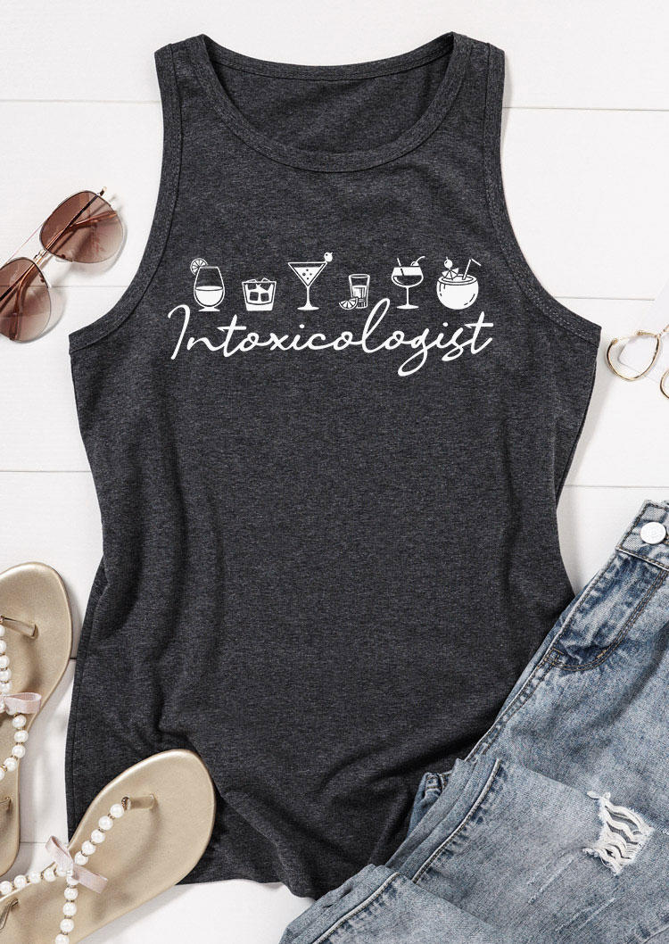 

Tank Tops Intoxicologist Drinks O-Neck Tank Top - Dark Grey in Gray. Size