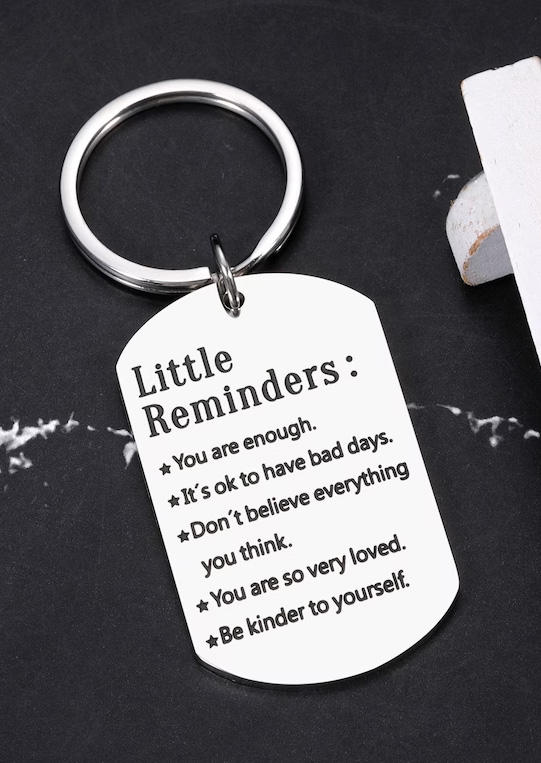 

Keychains Little Reminders Alloy Keychain in Silver. Size