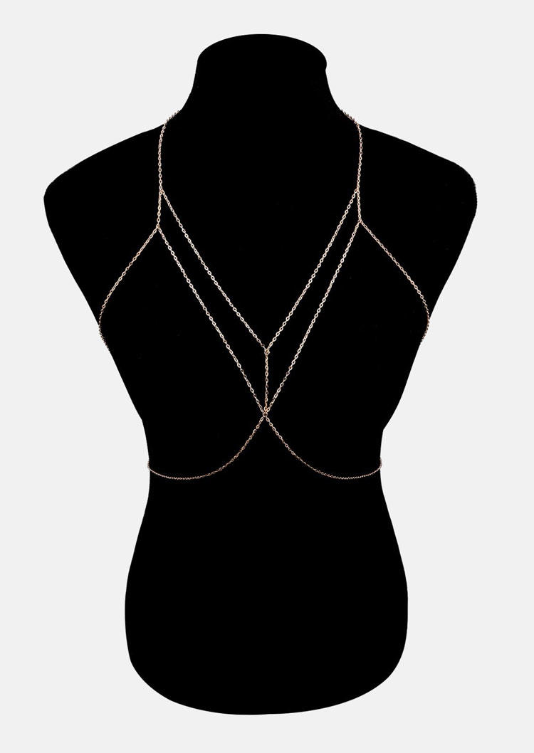 

Body Jewelry Criss-Cross Dual-Layered Body Chain in Gold. Size