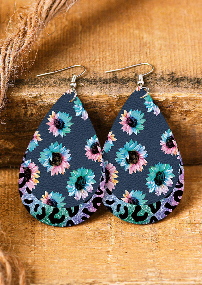 

Earrings Leopard Sunflower Water Drop Earrings in Multicolor. Size